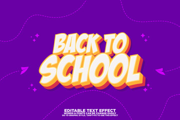 3D cartoon style text effect for back to school poster, banner and background