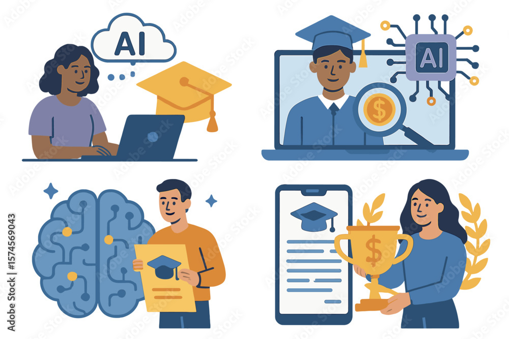 Poster learning about artificial intelligence through online courses and achieving certifications in a digi