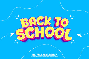 3D cartoon style text effect for back to school poster, banner and background