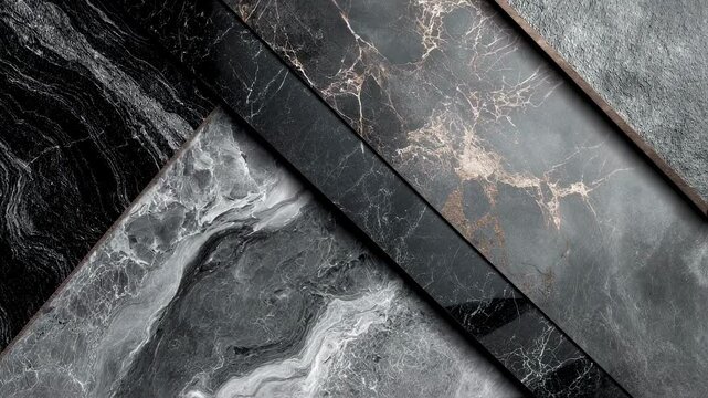 Geometric composition of polished marble slabs forms an abstract, elegant design, perfectly suited for luxury and sophisticated projects in modern architecture and interior decoration