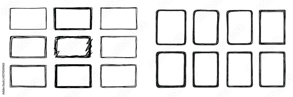 Poster empty rectangular frames arranged in a grid pattern for creative design and layout purposes