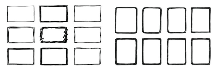 Empty rectangular frames arranged in a grid pattern for creative design and layout purposes