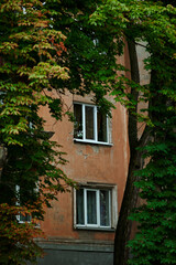 Ancient pre-revolutionary red brick house in the CIS country