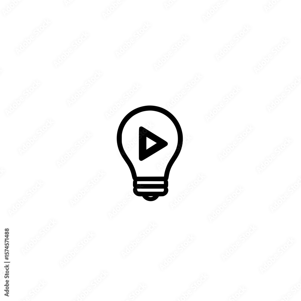 Poster light bulb with play button icon representing creative media and ideas in modern digital design