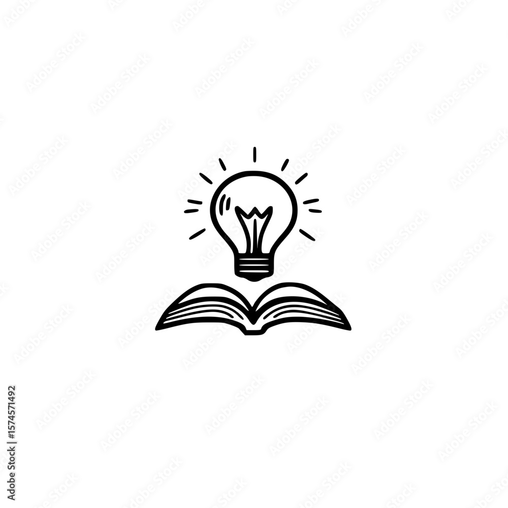 Poster light bulb placed on an open book symbolizing knowledge education idea and creative thinking vector
