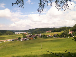Summer landscape of Kashubia. Hills and ski slopes closed in summer.