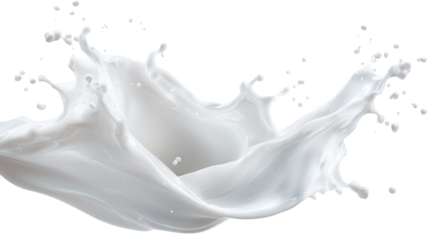 Charming image of milk waves, organic dairy, healthy ingredients, smooth texture, for baking and advertising, on transparent background.