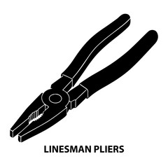Lineman pliers tool vector illustration for electrical work and construction projects needs black and white