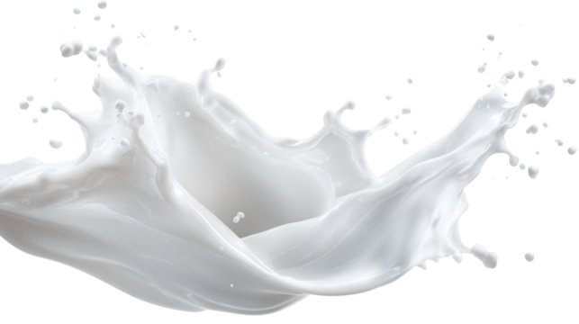 Charming image of milk waves, organic dairy, healthy ingredients, smooth texture, for baking and advertising, on transparent background.