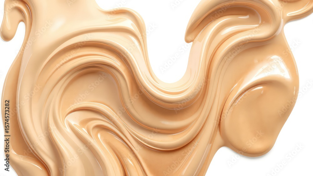 Poster smooth creamy surface with flowing abstract swirls in soft neutral color palette on a clean white ba