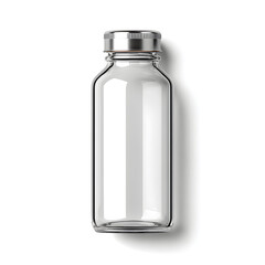 blank mockup of clear glass juice bottle with metal cap and empty label space