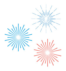 Fototapeta premium French Starburst Vector Trio in Blue and Red for Bastille Day Festivities