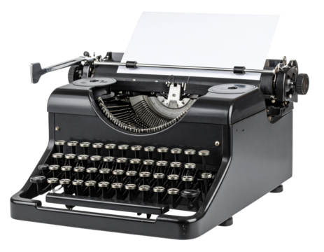 Vintage Typewriter with Blank Paper – Side Angle 