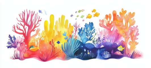 Abstract undersea watercolor background. Vivid colors in illustration for banner, poster. Element design. freedom concept. 