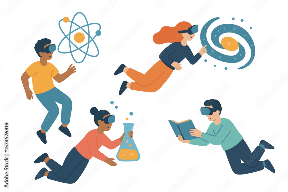 Aufkleber students engage in interactive science exploration with virtual reality technology in a modern class