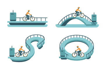Unique bicycle paths designed for various terrains showcasing exhilarating cycling experiences in an urban environment