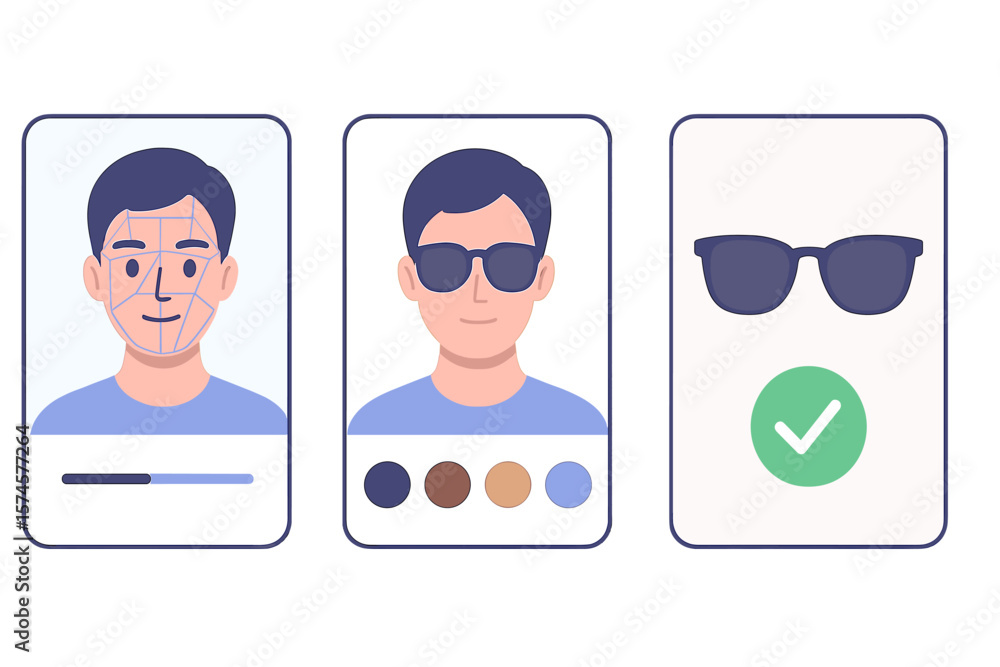 Poster facial recognition technology process in a digital application for verifying identity through variou