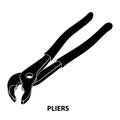 Isolated black pliers illustration tool for construction and repair work hand equipment instrument