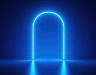 Neon archway in dark blue
