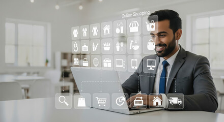 Businessman Shopping Online Using Digital Interface
