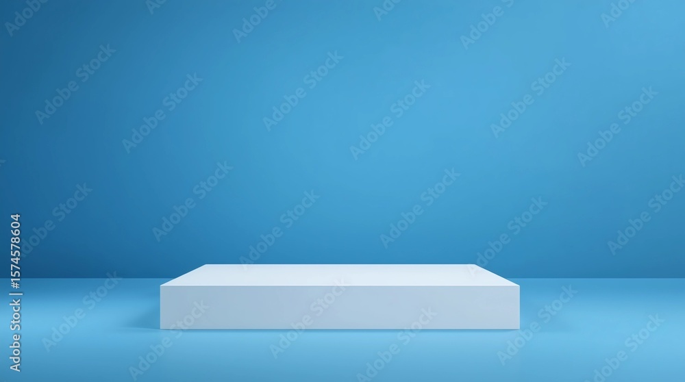 Poster empty light blue background and stand display or shelf with studio for showing or design christmas c
