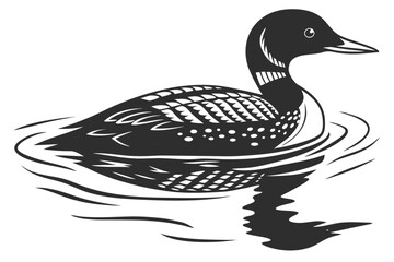 High resolution vector illustration of a black duck swimming gracefully in water