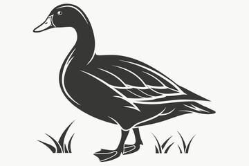 Minimalist black duck silhouette facing right simple wildlife icon