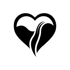 Minimalist waterfall flowing into heart icon for love of nature and eco wellness branding