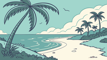 Obraz premium tropical beach paradise anime illustration