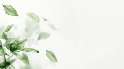 Green nature leaves on white background 