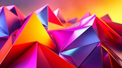 Vibrant abstract geometric shapes with colorful reflections and light - Powered by Adobe