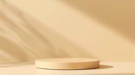 Gold product background stand or podium pedestal on advertising display with blank backdrops. 3D rendering