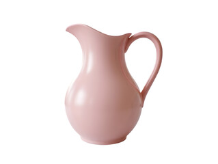 Elegant Light Pink Ceramic Pitcher with Curved Handle and Graceful Shape, Perfect for Vintage Decor, Tea Parties, and Floral Arrangements &ndash; PNG File Isolated on Transparent Background