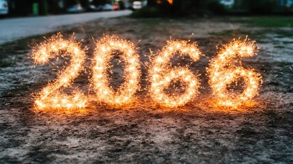 Sparkler numbers spelling out the year 2066.