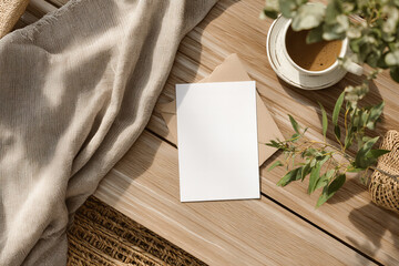 blank sheet of paper on wooden desk