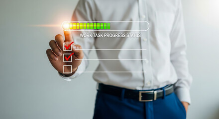 Businessman Managing Work Task Progress Status