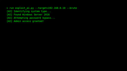 Fototapeta premium AI Hacking Tool Terminal Overlay On Black Background - Green terminal texts