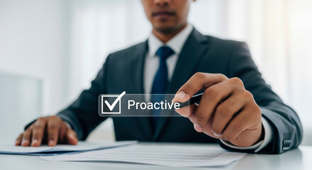 Businessman Selecting Proactive Approach In Office