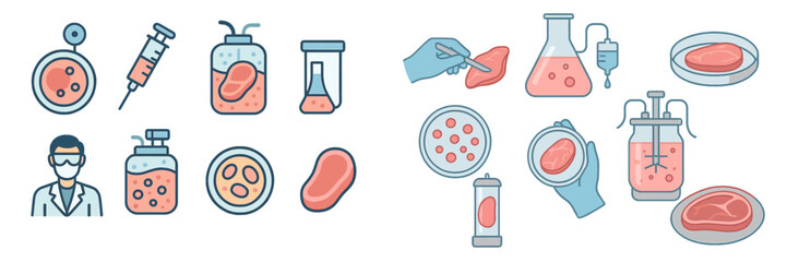 Microscopic view of cellular processes and laboratory techniques related to cell cultures and biological research