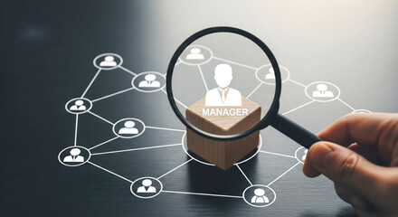 Magnifying Glass Highlighting Manager In Network Structure