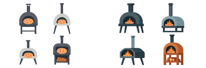 Various types of outdoor pizza ovens arranged for culinary enthusiasts during a sunny afternoon gathering