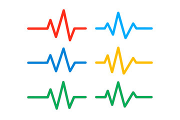 Colorful heart rate patterns representing different health metrics in a modern design suitable for healthcare applications