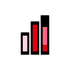 Colorful graphic bars show increase on white backdrop icon