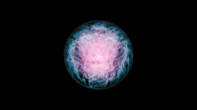 Cold Blue Magic Orb Sphere with Energy and Pink Core Animated Inside