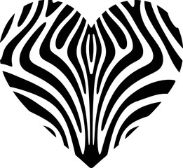 Black and white heart shape with zebra stripe pattern vector