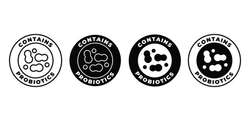Obraz premium Circular Probiotic Icons in Black and White Color Vector Design Illustration Set