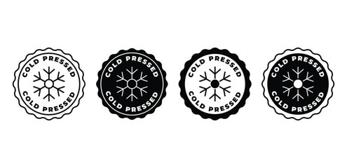 Cold Pressed Icon Black and White Snowflake Seal Stamp Badge Design Vector Template