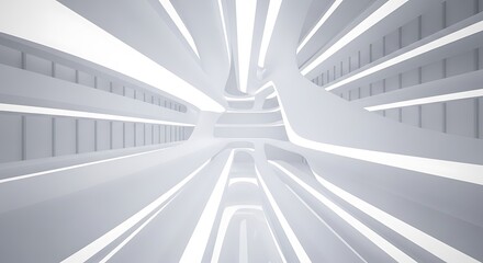 Obraz premium Abstract White Architectural Design Futuristic Interior Space