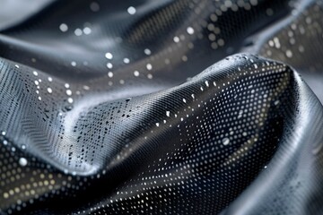 Advanced textile surface with a water-repellent effect. Black fabric. The image can be a background