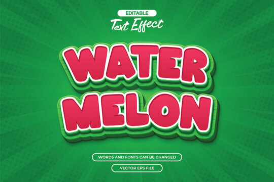 Watermelon editable text effect with cartoon text style